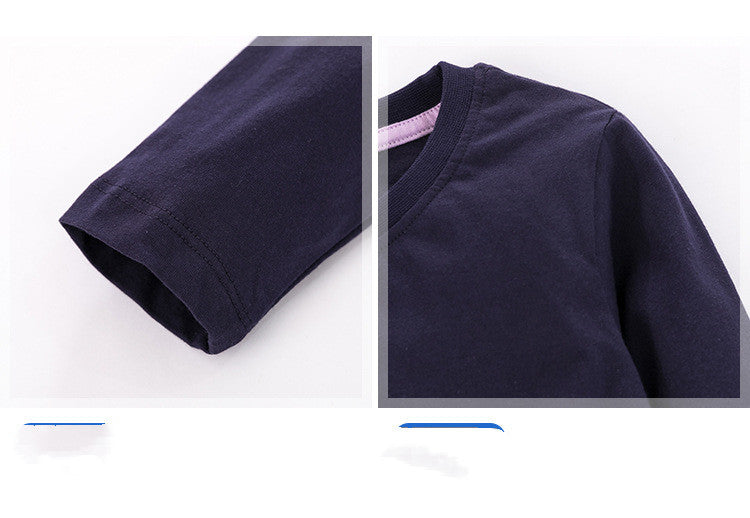 Knitted Long Sleeve Children's T-shirt Round Neck Cartoon T-shirt