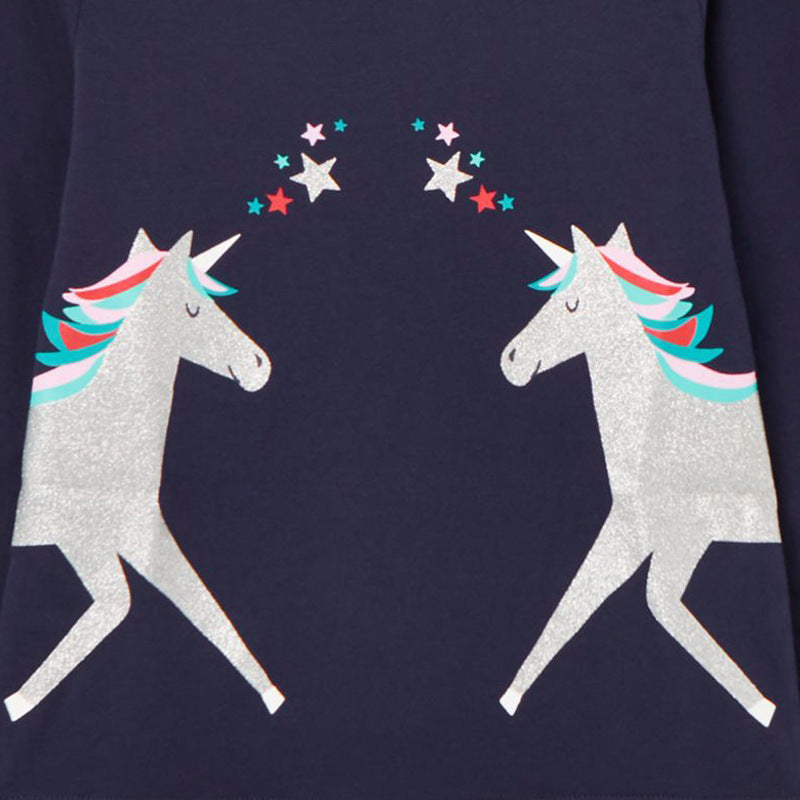 Knitted Long Sleeve Children's T-shirt Round Neck Cartoon T-shirt