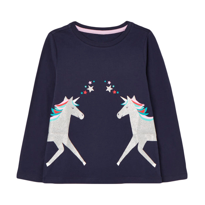 Knitted Long Sleeve Children's T-shirt Round Neck Cartoon T-shirt